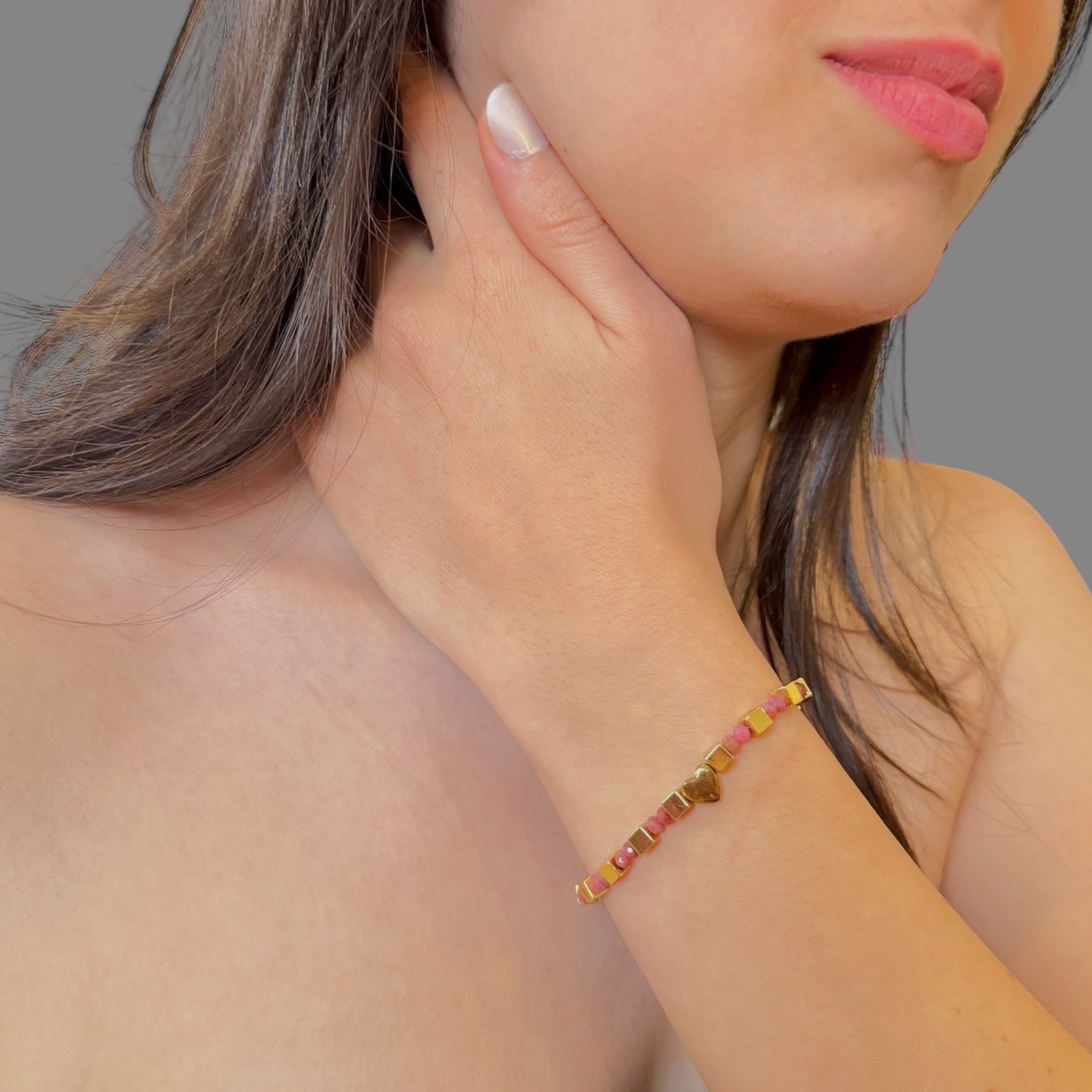 Bracciale rodocrosite sfaccetato Sharifa Crystals